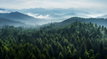 Fototapeta premium Aerial view of dense forest