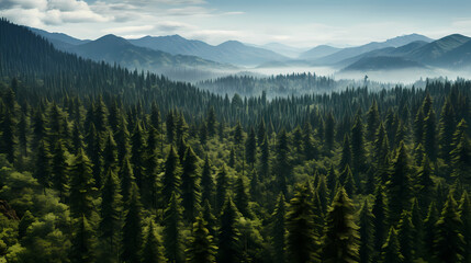 Obraz premium Aerial view of dense forest