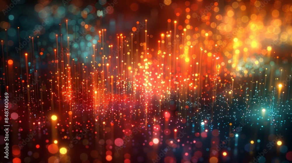 Poster abstract wave with soft colors glowing bokeh light background.