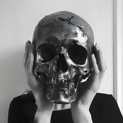 human skull with a skull ai generative 