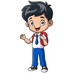 Cute happy school boy cartoon