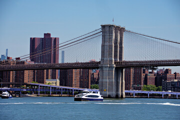 Brooklyn Bridge with New York skyline in background