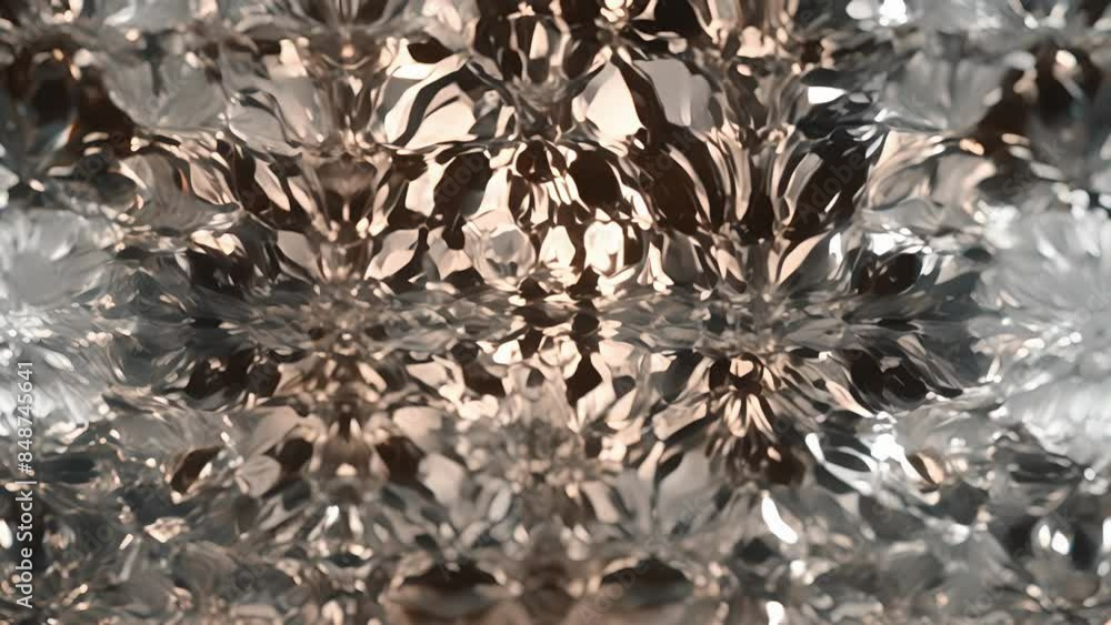 Aufkleber a macro shot of a frosted window with a kaleidoscope of glistening ice crystals forming intricate pa