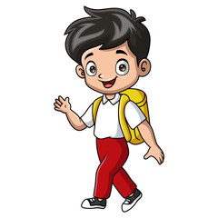 Cute happy school boy cartoon