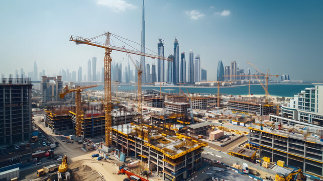 overview of a contruction site in Dubai