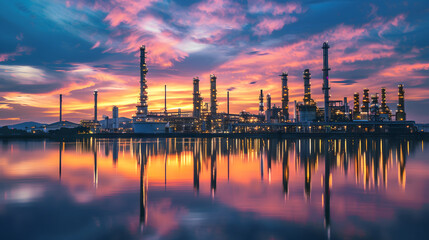 Naklejka premium Petrochemical industry with Twilight sky