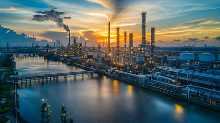 Obraz premium Petrochemical industry with Twilight sky