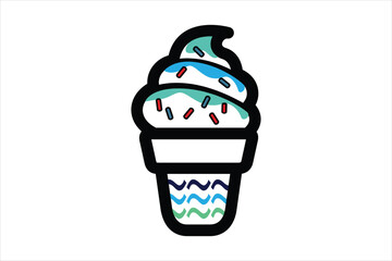 Sweet ice cream cone cup icon color outline vector illustration