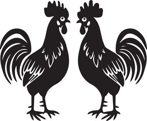 Rooster silhouette black vector