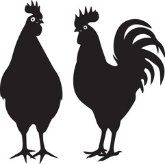 Rooster silhouette black vector on white background