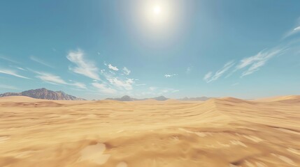 Fototapeta premium A vast desert landscape with sand dunes and clear blue sky