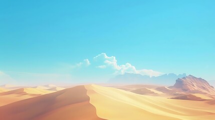 Naklejka premium A vast desert landscape with sand dunes and clear blue sky