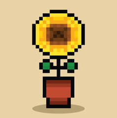 sunflower 8bit pixel art vector