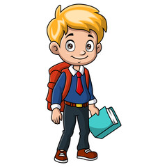 Cute happy school boy cartoon