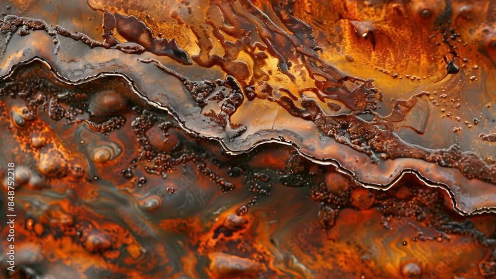 Aufkleber the closeup image captures a rusted metal surface that appears to be melting with a liquidlike textu