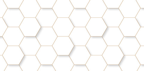 Abstract background with hexagons. Geometric hexagon polygonal pattern background vector. seamless bright white abstract honeycomb grid 3d cell tile technology texture backdrop concept.