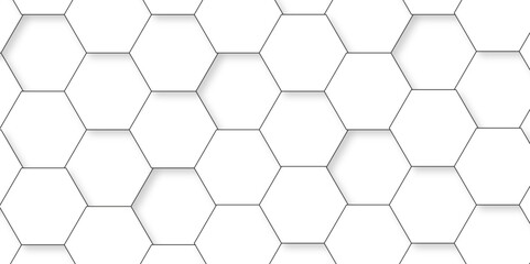 Abstract background with hexagons. Geometric hexagon polygonal pattern background vector. seamless bright white abstract honeycomb grid 3d cell tile technology texture backdrop concept.