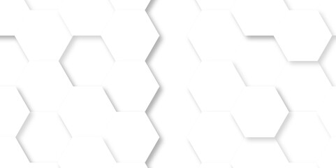 Abstract background with hexagons. Geometric hexagon polygonal pattern background vector. seamless bright white abstract honeycomb grid 3d cell tile technology texture backdrop concept.