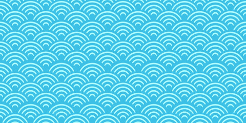 Seamless japanese waves pattern vector