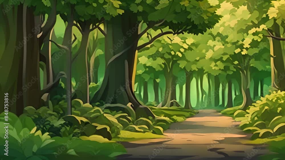 Poster forest path on a sunny day generative ai