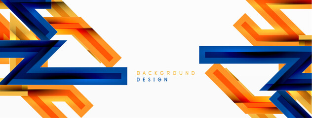 Line zig zag dynamic geometric abstract background. Colorful lines with shadow and light effects, various routes concept. Vector Illustration For Wallpaper, Banner, Background, Card