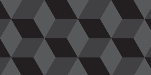 Seamless abstract Black and gray background from cubes and lines. Geometric tiles and mosaic creative stylish seamless pattern block cube background. minimal hexagon Cubes mosaic shape vector design.