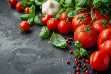 Fresh Vegetables on Dark Countertop With Spices