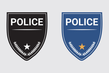 Fototapeta premium Police officer badge icon in flat style. Symbol of protection law order. Gold police token isolated on white background. Concept of law enforcement or justice. Vector illustration EPS 10.