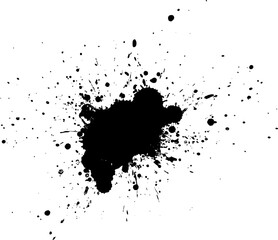 black ink painting brush splash splatter on white background