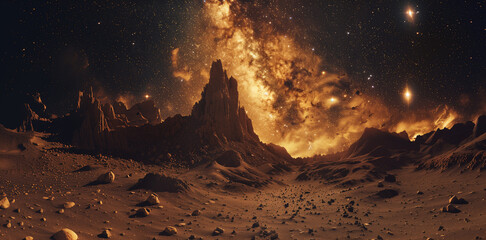 Looking up at the starry sky on the vast Gobi.