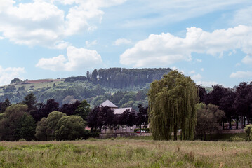 European landscape of the foothills with a light foggy haze in the foothills in the suburbs of Luxembourg