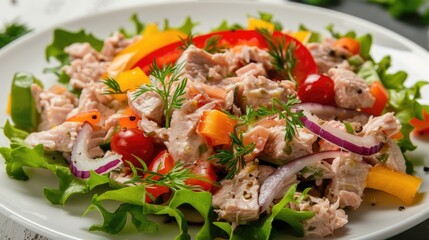 Vegetables mixed with tuna salad