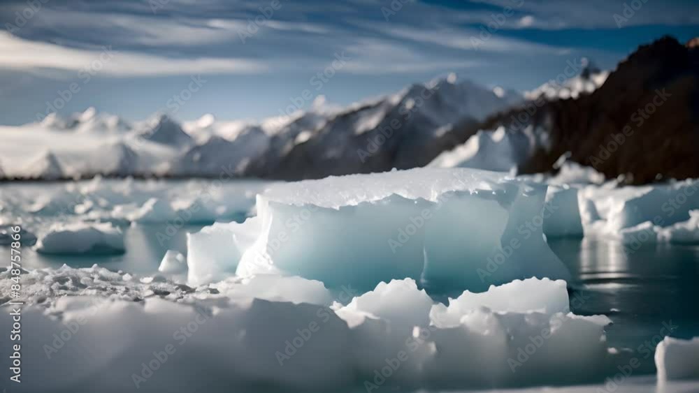 Poster icebergs in a fjord generative ai