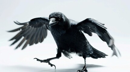   A monochrome photograph captures a bird spreading its wings wide