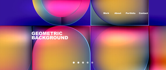 Circles and lines. Bright colorful geometry with glassmorphism effect. Vector Illustration For Wallpaper, Banner, Background, Card, Book Illustration, landing page