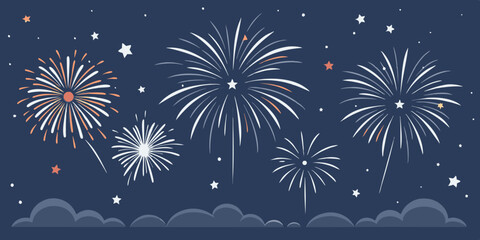 Fireworks illuminate the night sky against a vibrant backdrop. A mesmerizing display of colors and sparks.