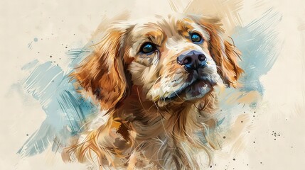   A close-up of a blue-eyed dog's face against a white background