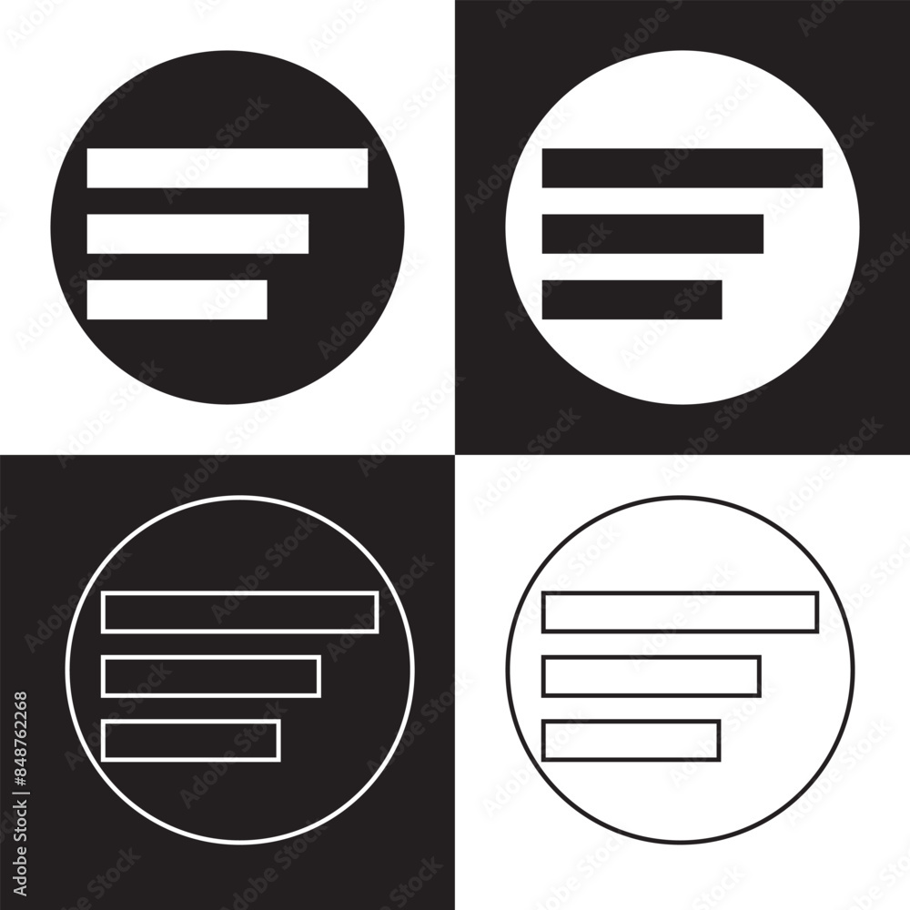 Poster menu icon set. web menu icon. hamburger menu symbol. isolated on white and black background. eps 10