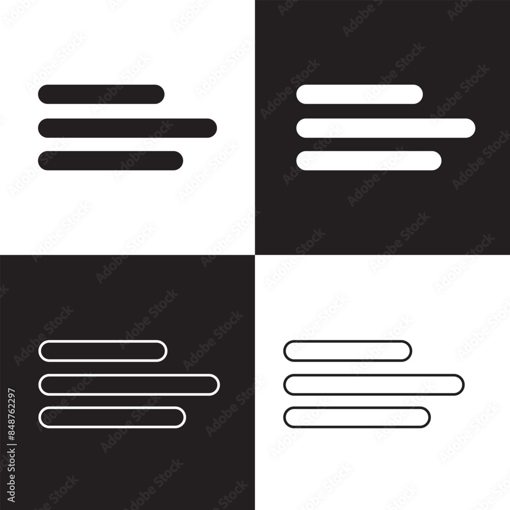 Poster menu icon set. web menu icon. hamburger menu symbol. isolated on white and black background. eps 10