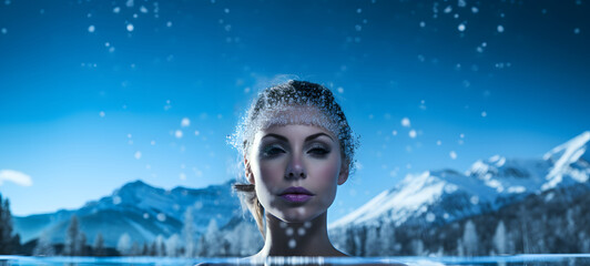 The swimming pool is shown In the middle of the photo beauty women, ai generative