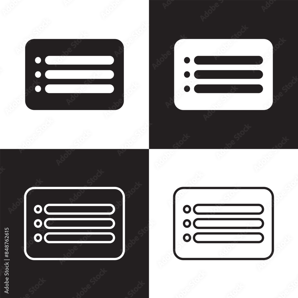 Poster menu icon set. web menu icon. hamburger menu symbol. isolated on white and black background. eps 10