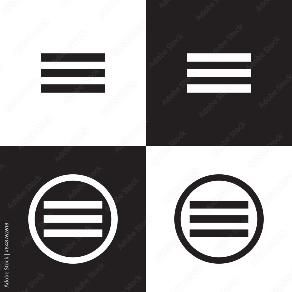 Poster menu icon set. web menu icon. hamburger menu symbol. isolated on white and black background. eps 10