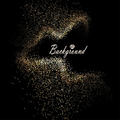 Obraz premium Abstract shiny wavy isolated frame with gold glitter, design elements.