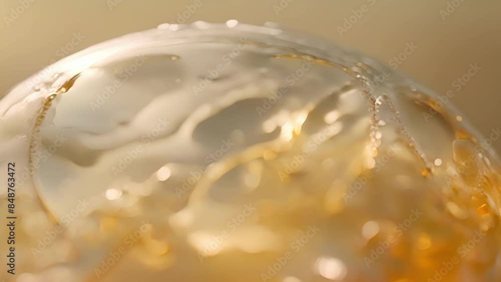Poster a closeup of a large round bubble on the verge of bursting revealing a thin and delicate layer of fo
