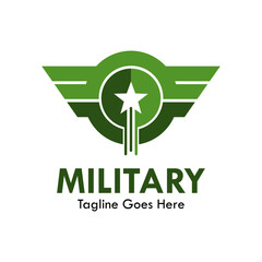 Military design logo template illustration. there are wings with star 