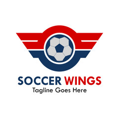 Soccer wings design logo template illustration