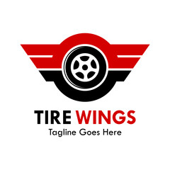 Tire wings design logo template illustration