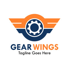 Gear wings design logo template illustration