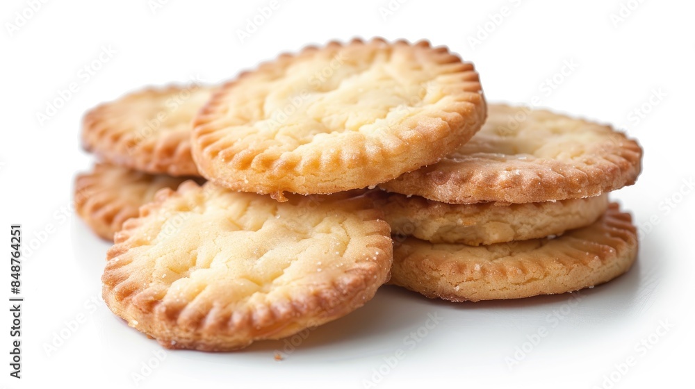 Poster Isolated white background butter cookies