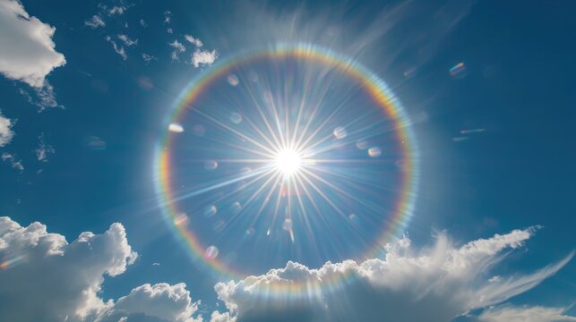 Circular rainbow around the sun sun halo